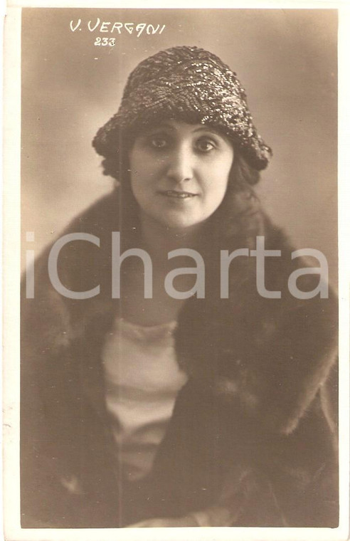 1925 ca CINEMA Attrice Vera VERGANI Ritratto con cappello *Cartolina FP NV