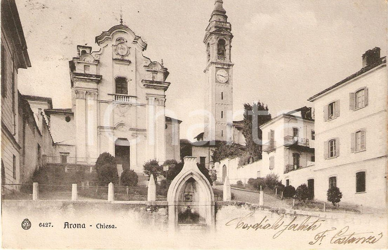 1908 ARONA (NO) Chiesa dei SANTI MARTIRI *Cartolina FP VG