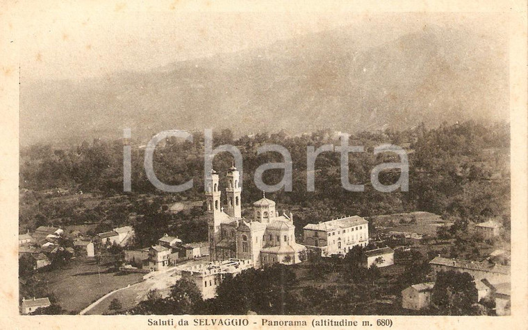 1930 ca GIAVENO (TO) Panorama con Santuario del SELVAGGIO *Cartolina FP NV