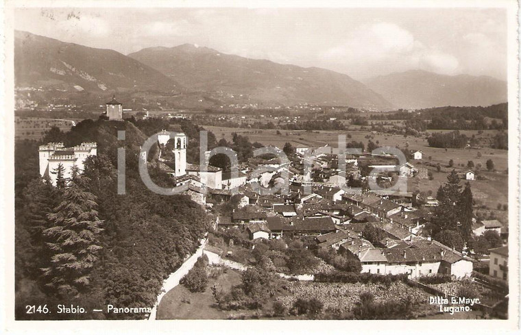 1952 STABIO (SVIZZERA) CANTON TICINO Panorama del paese *Cartolina FP VG