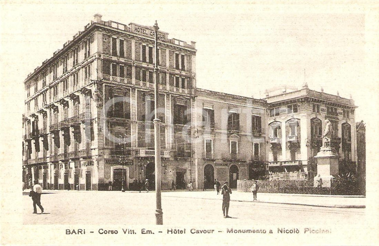 1940 ca BARI Corso VITTORIO EMANUELE Hotel CAVOUR *Cartolina ANIMATA FP NV