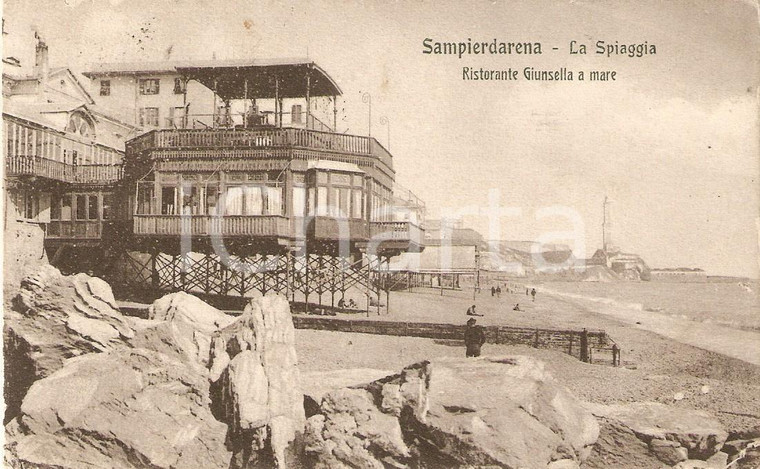 1908 GENOVA SAMPIERDARENA Spiaggia Ristorante GIUNSELLA A MARE *Cartolina FP VG