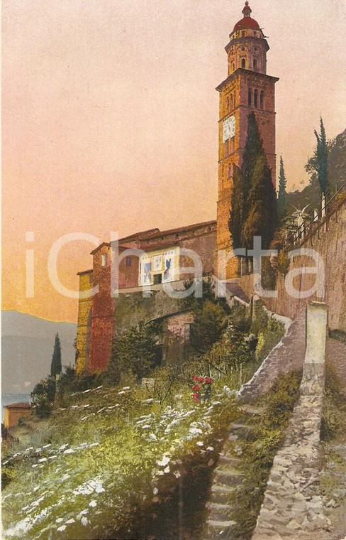 1940 ca MORCOTE (CH) Chiesa Santa Maria del Sasso Lago LUGANO *Cartolina FP NV