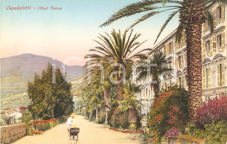 1925 ca OSPEDALETTI (IM) Hotel SUISSE - Mamma con carrozzina *Cartolina FP NV