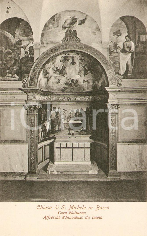 1930 ca BOLOGNA Coro notturno Chiesa di San Michele in Bosco *Cartolina FP NV
