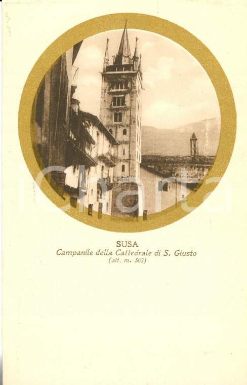 1930 ca SUSA (TO) Particolare del campanile della cattedrale di San GIUSTO FP NV
