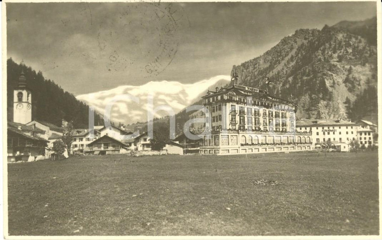 1931 GRESSONEY-LA-TRINITE (AO) Panorama con albergo THEDY *Cartolina FP VG