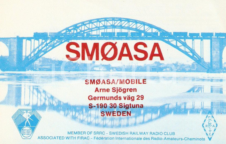 1991 SIGTUNA (SWEDEN) SMØASA MOBILE Swedish Railway Club FIRAC *Cartolina QSL