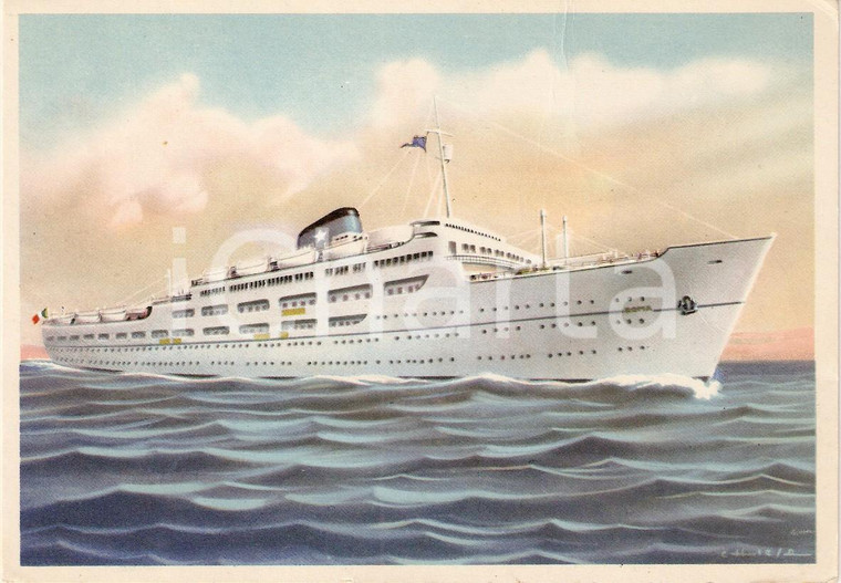 1950 ca MARINA MERCANTILE Turbonave ROMA Flotta LAURO *Cartolina FG NV