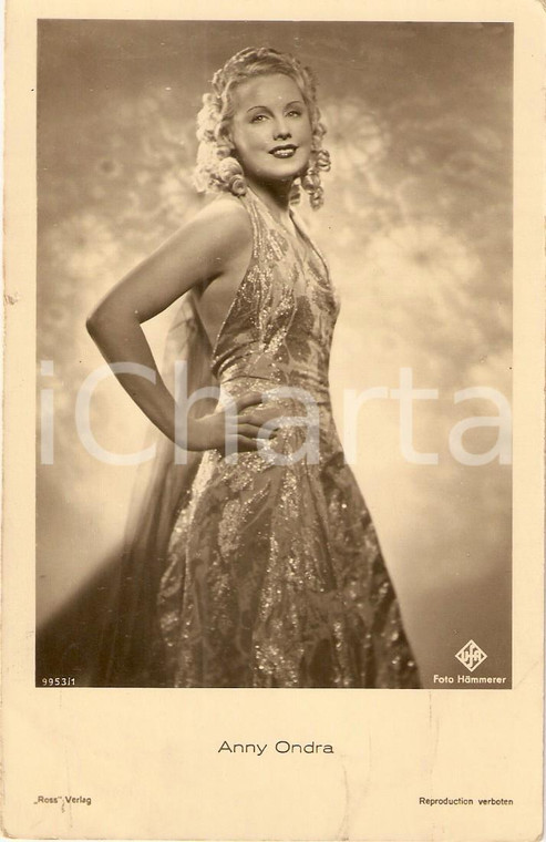 1930 ca CINEMA Actress Anny ONDRA Portrait with dress *Cartolina FP NV