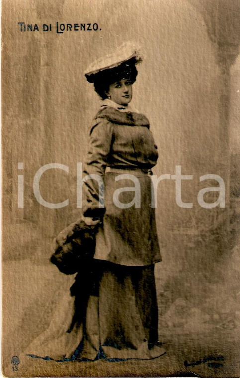 1905 ca TEATRO Tina DI LORENZO Ritratto con cappello *Cartolina FP NV