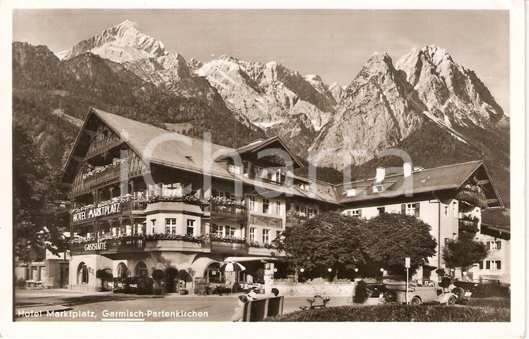 1951 GARMISCH - PARTENKIRCHEN (GERMANIA) Hotel Marktplatz *Cartolina FP VG