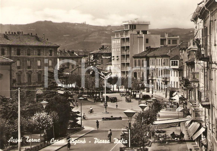 1956 ACQUI TERME (AL) Corso Viganò e Piazza Italia ANIMATA *Cartolina FG VG
