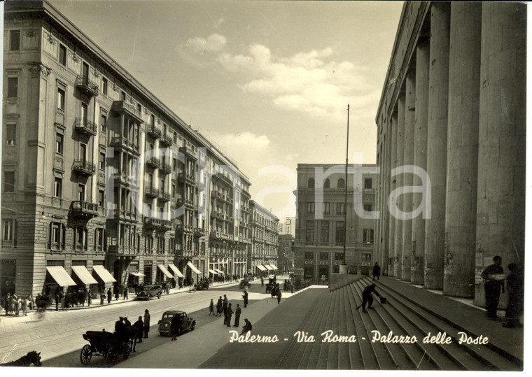 1952 PALERMO Via Roma - Palazzo delle Poste *Cartolina postale FG VG