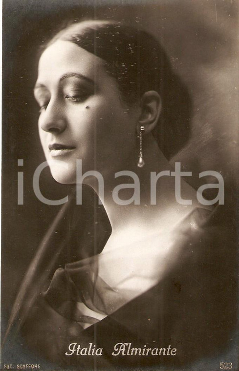 1925 ca CINEMA Italia ALMIRANTE Ritratto con orecchini di perle Cartolina FP NV