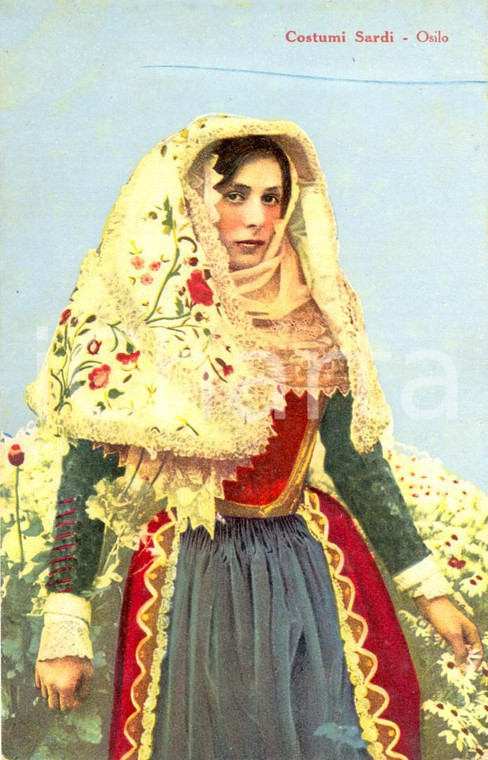 1920 ca OSILO (SASSARI) Giovane donna in tipico costume sardo *Cartolina FP NV