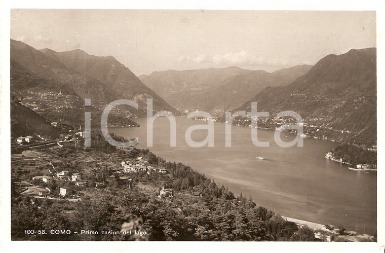 1934 COMO Primo bacino lago *Cartolina annullo Mostra Rivoluzione Fascista FP VG