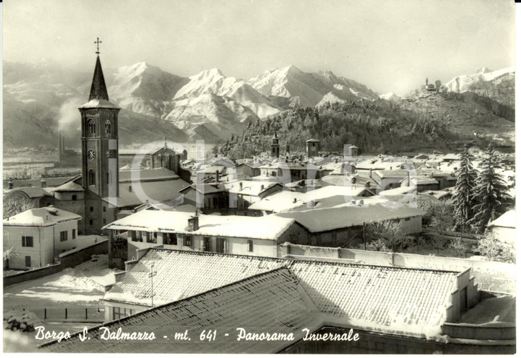 1950 ca BORGO SAN DALMAZZO (CN) Panorama invernale *Cartolina FG NV