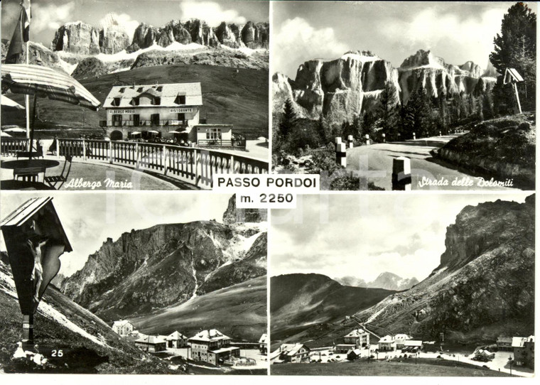 1953 PASSO PORDOI (TN) Vedutine con Albergo Maria *Cartolina postale FG VG