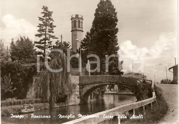 1960 ca INZAGO (MI) In canoa sul Naviglio MARTESANA Torre Villa AITELLI *FG NV