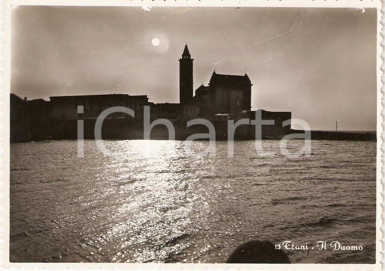 1953 TRANI (BA) Tramonto sul DUOMO Panorama *Cartolina FG VG