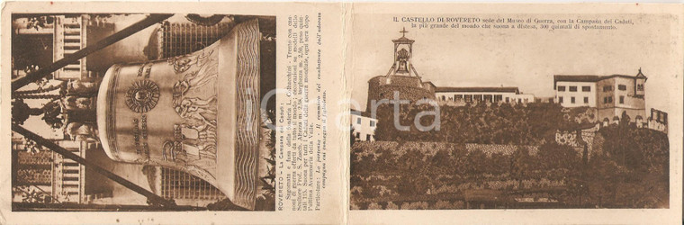 1934 ROVERETO (TN) Castello e Campana dei Caduti *Cartolina DOPPIA FP NV