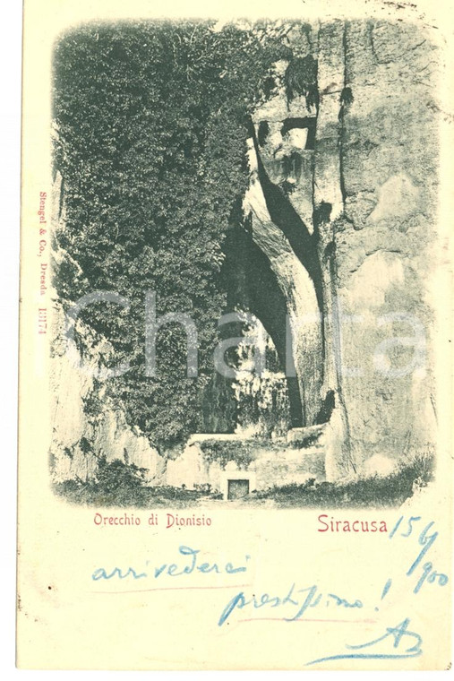 1900 SIRACUSA Orecchio di DIONISIO *Cartolina FP VG