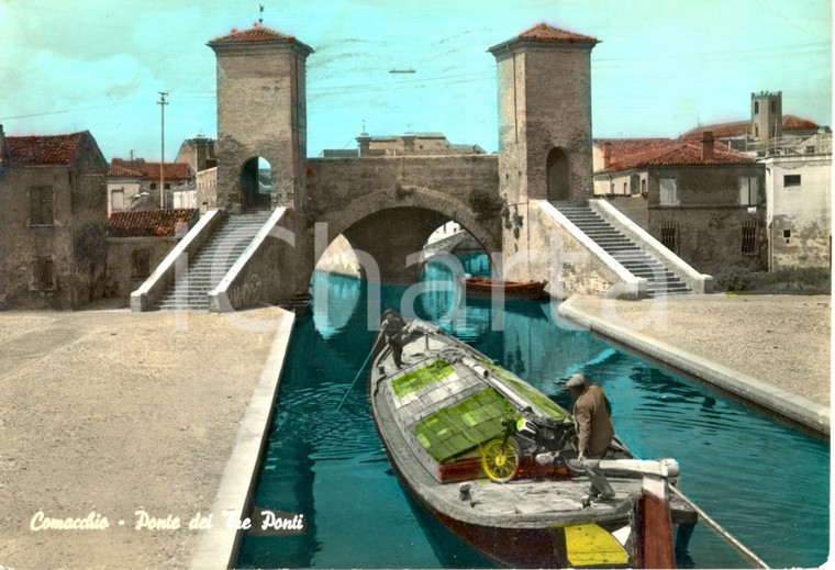 1963 COMACCHIO (FE) Ponte dei Tre Ponti *Cartolina animata FG VG
