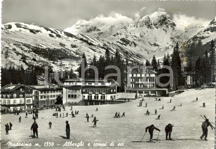 1960 MADESIMO (SO) Alberghi e campi di sci *Cartolina ANIMATA FG VG