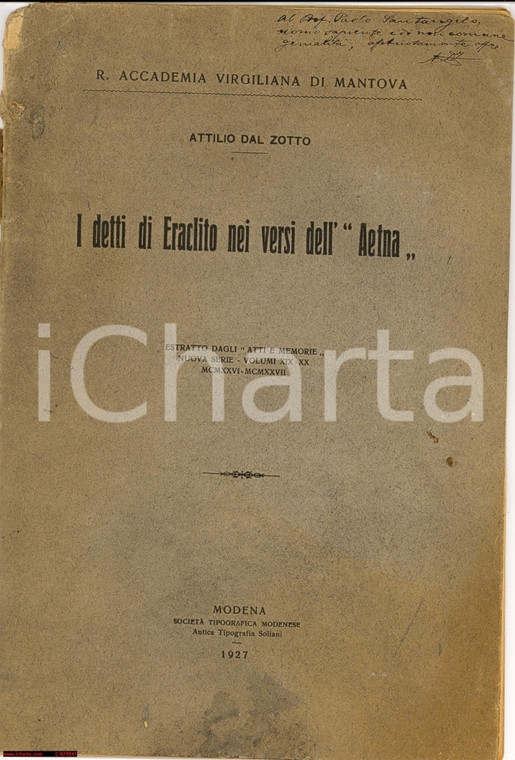 1927 ATTILIO DAL ZOTTO Detti Eraclito -autografato