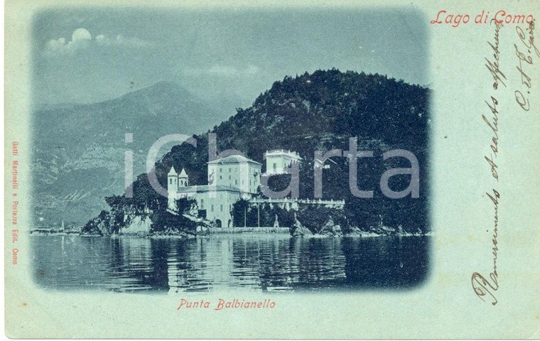 1900 ca COMO Penisola LAVEDO punta Villa BALBIANELLO *Cartolina postale FP VG