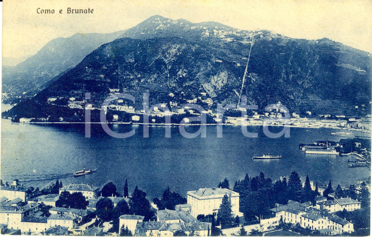 1912 COMO Veduta panoramica della città e di BRUNATE *Cartolina FP VG