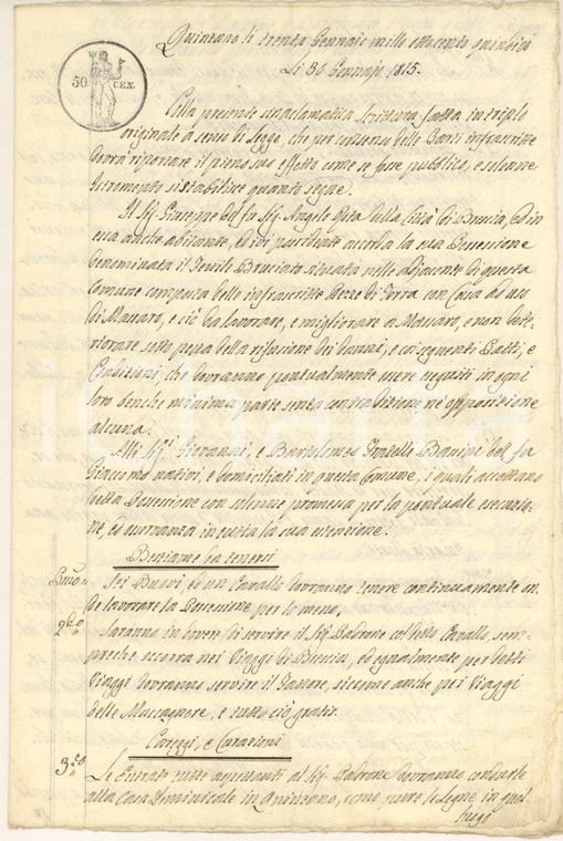 1815 QUINZANO D'OGLIO Giuseppe ROTA concede terra con casa ai fratelli BASSINI