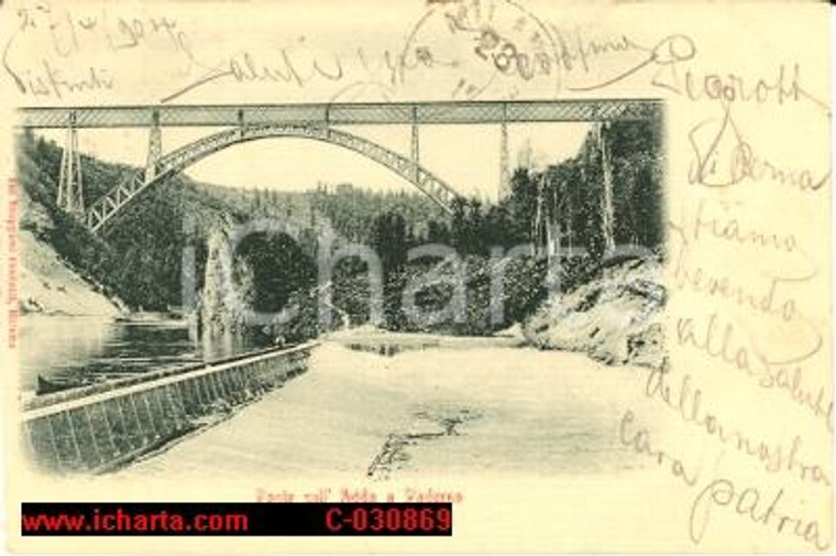 1902 PADERNO D'ADDA (LC) Ponte sul fiume Scorcio panoramico *Cartolina FP VG