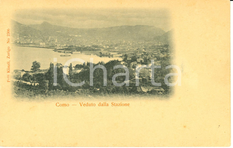 1900 ca COMO Il lago e la città visti dalla stazione * Cartolina FP NV