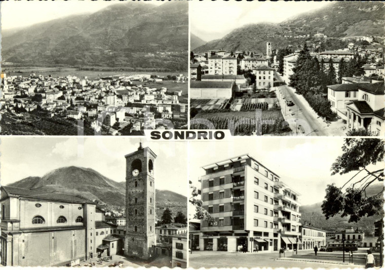 1962 SONDRIO Vedutine con torre LIGARIANA  * Cartolina ANIMATA FG VG