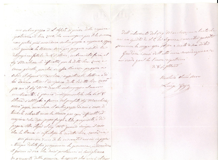 1858 TORINO Luigi GAJA su obbligazioni pro marchese d'ARVILLARS *Lettera