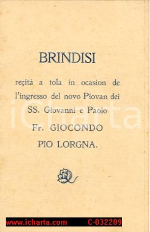 1905 Nomina Parroco GIOCONDO PIO LORGNA versi