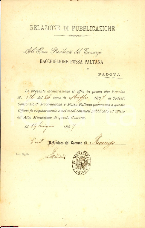 1887 Bacchiglione Fossa Paltana VIAGGIATA fr  De La Rue
