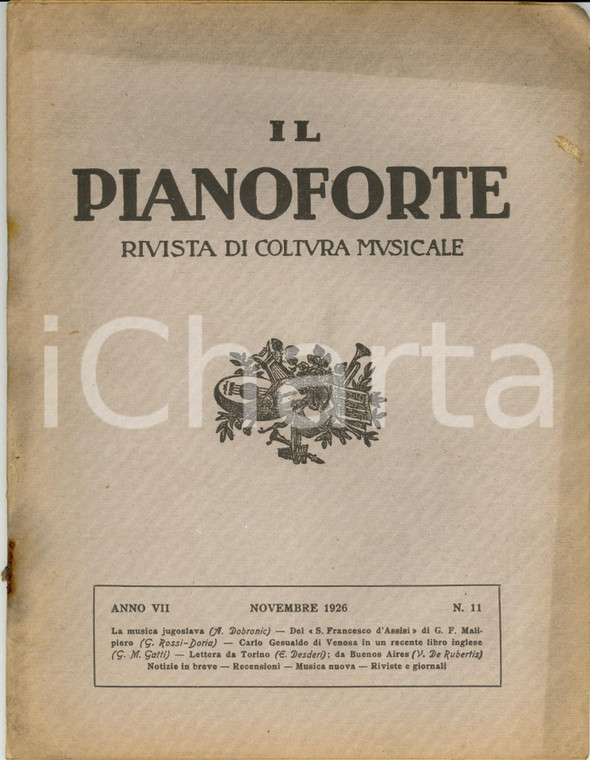 1926 IL PIANOFORTE Gian Francesco MALIPIERO San Francesco d'Assisi Anno VII n°11