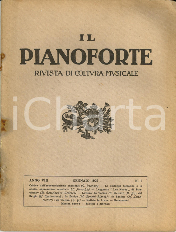 1927 IL PIANOFORTE Leggendo LES NOCES di Igor STRAVINSKIJ *Rivista Anno VIII n°1