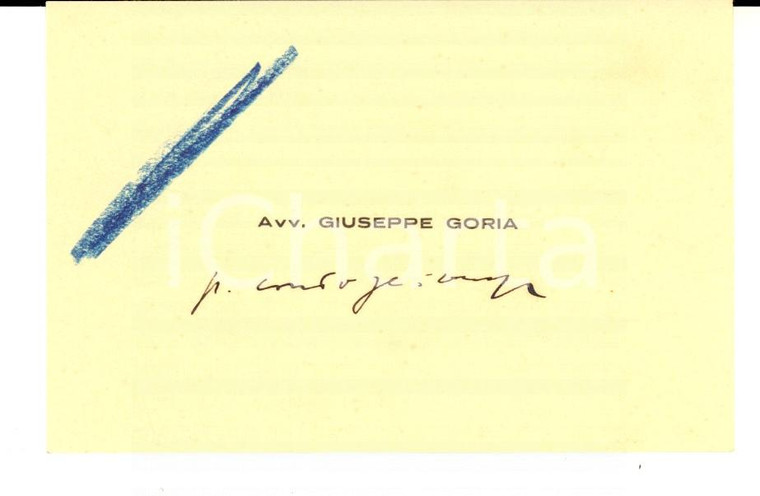 1934 ASTI  Biglietto condioglianze dell'avv. Giuseppe GORIA *Autografo