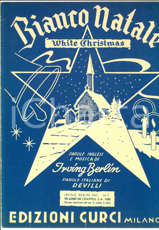 1942 Irving BERLIN - DEVILLI Bianco Natale (White Christmas) *Spartito CURCI