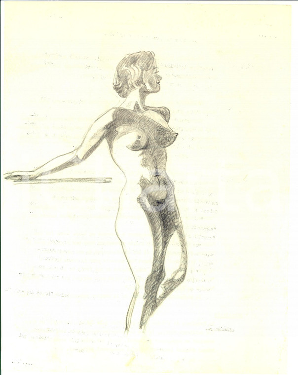 1960 ca Studio di nudo femminile *Bozzetto a matita NON FIRMATO 20x25 cm