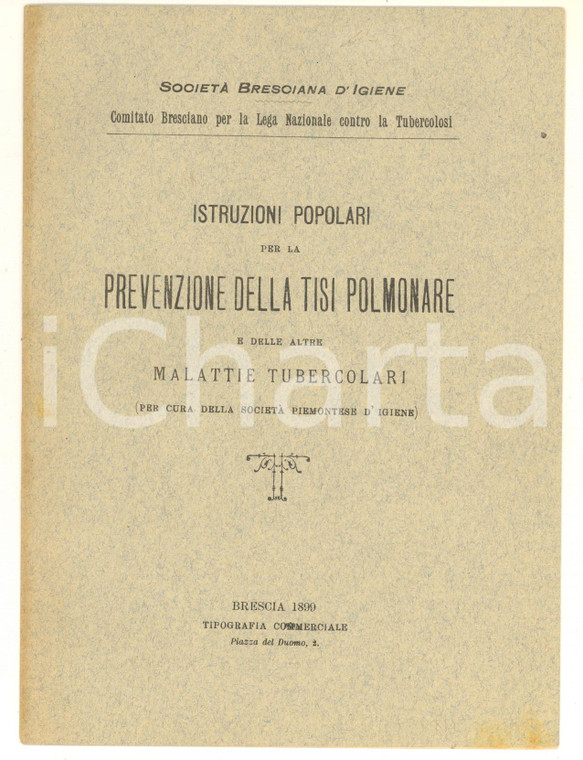 1899 BRESCIA Istruzioni popolari per la prevenzione della tisi polmonare