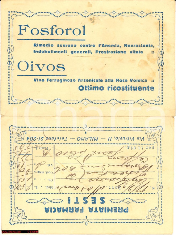1929 MILANO FARMACIA SESTI busta