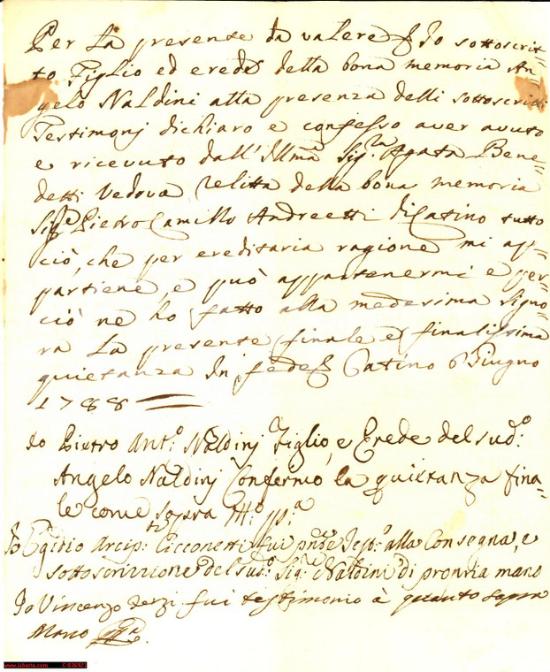 1788 POGGIO CATINO (RI) Eredità Pietro Naldini