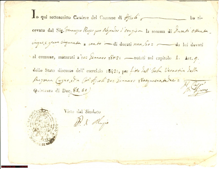 1862 ASCOLI SATRIANO (FG) Fitto dell'erba vernotica