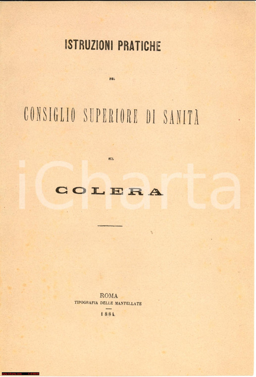 1884 Roma CSS, Istruzioni pratiche sul COLERA