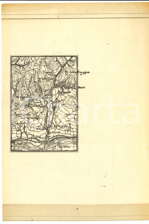 1950 ca VARZI (PV) Mappa con rilievi SAGLIANO DI CRENNA *Lucido 21x34 cm